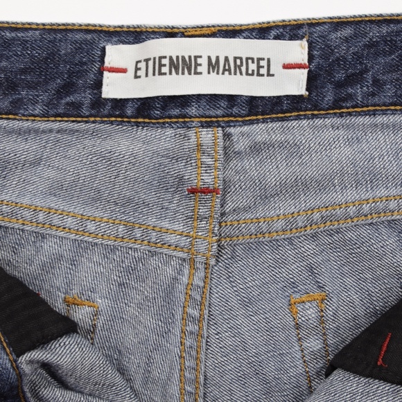 Etienne Marcel Women's Leopard Distressed Tapered Denim Jeans Blue Size 27 - Picture 8 of 9